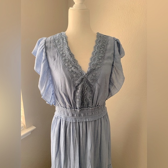 NWOT J GEE Elegant Blue Ruffled Dress - Picture 3 of 6